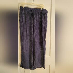 NWOT Time & Tru Navy Blue Pinstripe Wide Leg Pants, Size 12-14
